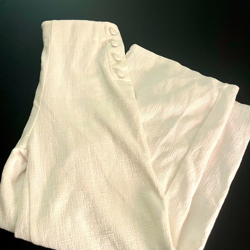 Zara Cream Textured Casual Pants